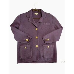 VTG Kilkenny Cardigan Blazer Womens Wool Navy Gold Button Sz 10 Classic Nautical